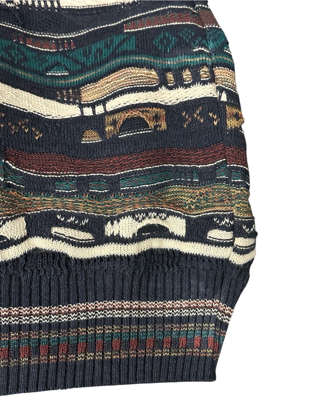 Vintage Coogi Style Sweater Mens XXL Florence Tricot 3D Texture Grandpa Tundra - Picture 3 of 4